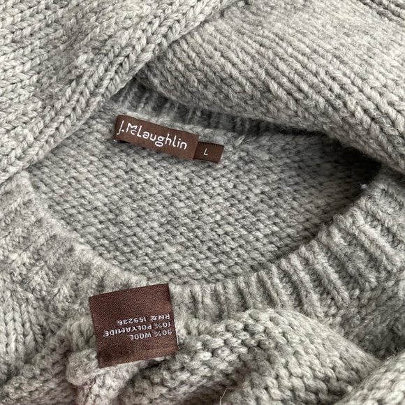 J. McLaughlin Sweater Wool Gray Crew Neck (L) - Picture 5 of 7